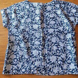 Pure Jill Linen Navy Floral Top